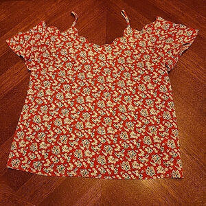 Monteau Los Angeles Floral Open Shoulder Top Size Small A1